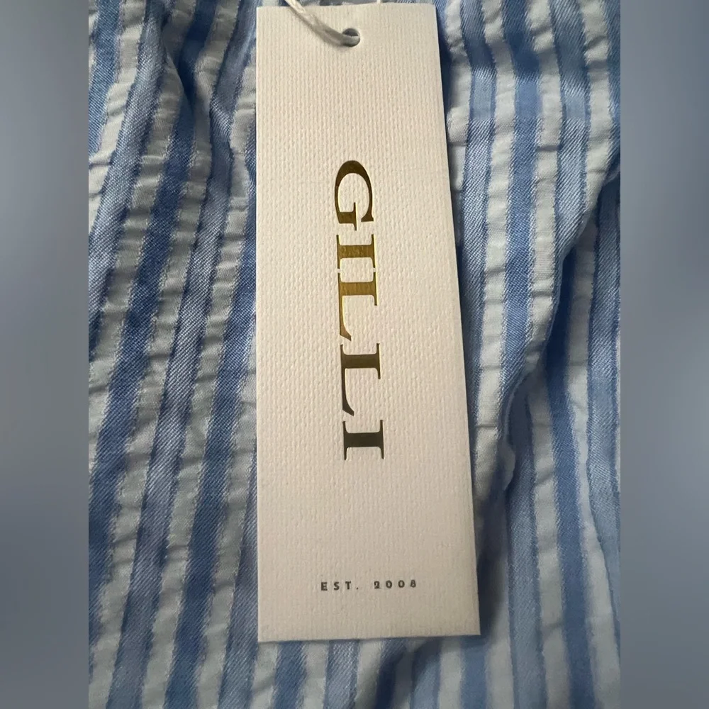 Landry Kate / GILLI Monroe Mini Dress Blue & White Striped Side Bow Ties Large - Picture 16 of 16